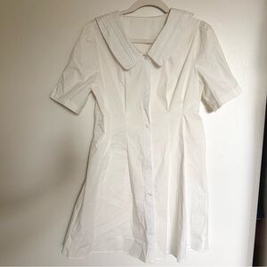 White collared mini dress with button-up front Minidress